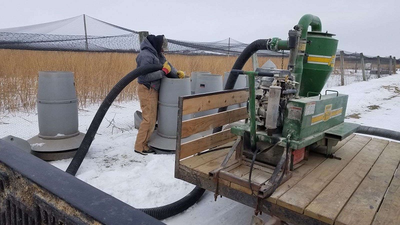 Feed Vac Worker Running the Feed Vac